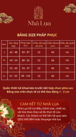Pháp Phục An Nhã Màu Đỏ Lụa Tơ Tằm Nha Xá Cao Cấp | Nhà Lụa - Hình ảnh 4